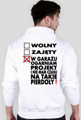 Wolny, Zajęty - Ogarniam Projekt (bluza męska kapturowa) ciemna grafika - Proud of Myself