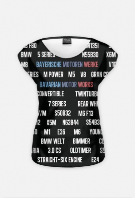 BMW MPOWER Keywords (koszulka damska fullprint) czarna - UltiMate Fanshop