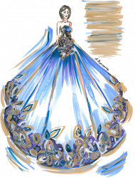 Kubek-serce Niebieska suknia z kwiatami