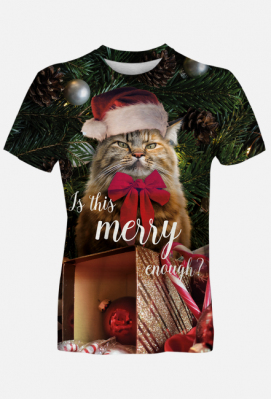 Koszulka święta, kot, grumpy cat, merry - Prezent na każdą okazję