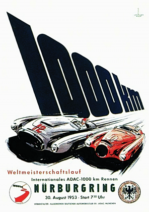 Plakat A1 59x84cm Nurburgring 1954 vintage