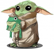 Baby Yoda with Frog Żaba