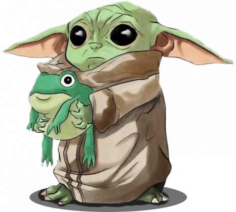 Baby Yoda with Frog Żaba