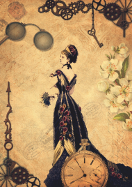 Kubek steampunk - Kobieta, wiktoriański, retro, vintage