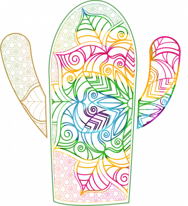 Kubek tęczowy kaktus mandala