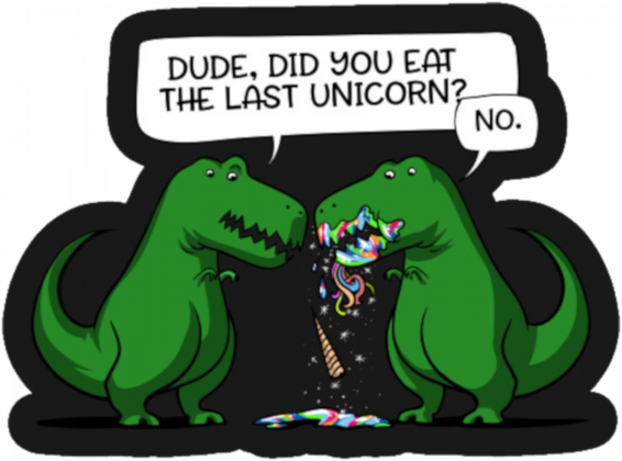 Damski T-shirt "Dude, did you eat the last unicorn?"