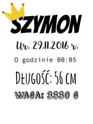 Body krótki rękaw 3-12 mc metryczka urodzenia wersja dla chłopca