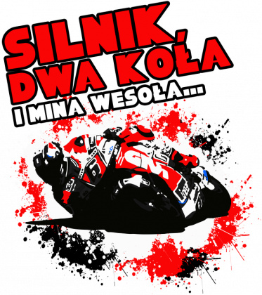 Silnik, dwa koła i mina wesoła - Męska koszulka motocyklowa