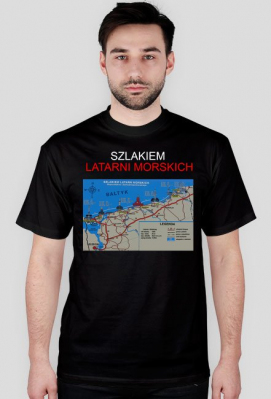 BAŁTYK MAPA LATARNI MORSKICH - koszulki i pamiątki wakacje 2017 OLEANDER