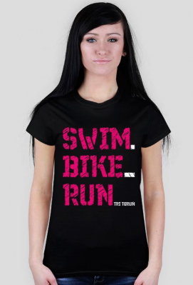 koszulka damska swim-bike-run ciemna - tri-toruń shop