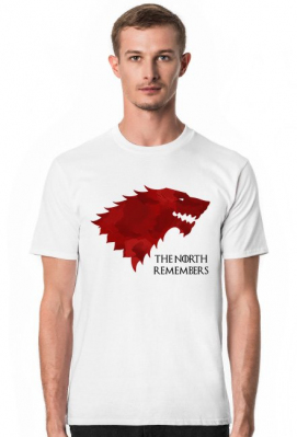 Wolf The North Members Gra o tron koszulka męska biała - Red Sheep