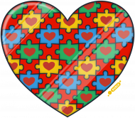Serce Puzzle - Biały kubek z sercem