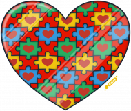 Serce Puzzle - Szara koszulka męska