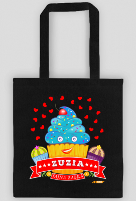 Zuzia Fajna Babka - Torba na zakupy czarna z imieniem - Dudle