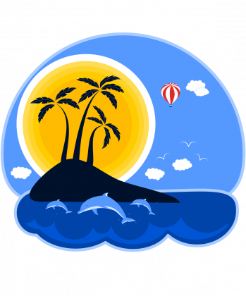 Koszulka męska granatowa na wakacje i lato - Hot Summer Adventure