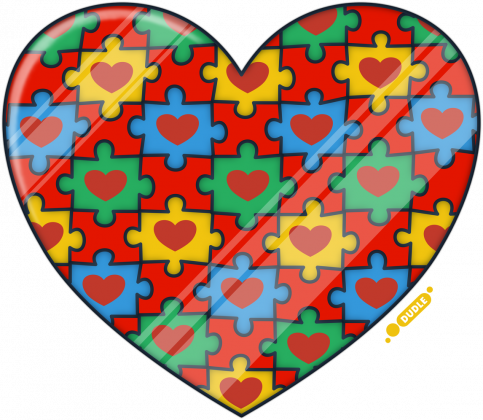 Serce Puzzle - Granatowa koszulka męska