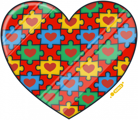Serce Puzzle - Biały kubek z sercem