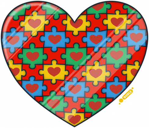Serce Puzzle - Maska z nadrukiem