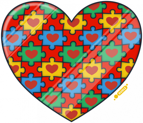 Serce Puzzle - Czarny elegancki kubek