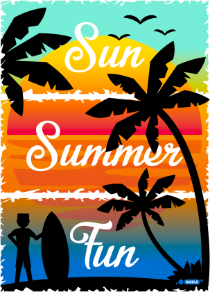 Sun Summer Fun - Czarny damski tshirt
