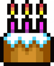 Pixel art – tort urodzinowy, happy birthday
