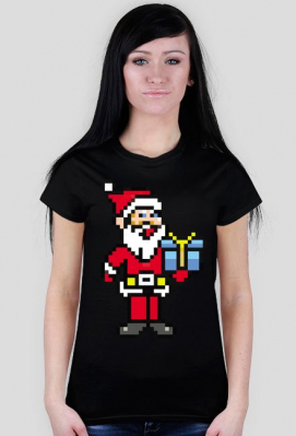 Pixel art – święty mikołaj – koszulka damska w stylu retro gier - Koszulki z pikseli / pixel art, t-shirty