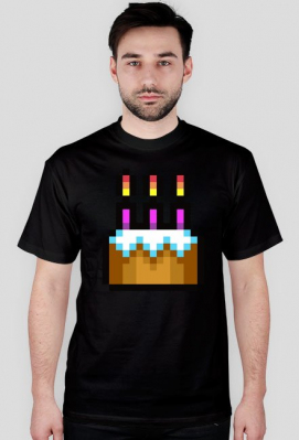 Pixel art – tort urodzinowy, happy birthday - Koszulki z pikseli / pixel art, t-shirty