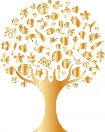 Kubek biały z nadrukiem złotego drzewa