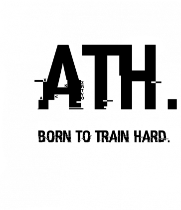 Koszulka dziecięca z dwoma wzorami z przodu ("Athlete JR.") oraz z tyłu ("ATH. Born To Train Hard")