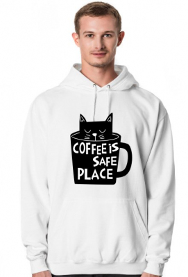BLUZA Z KAPTUREM CAT COFFEE IS SAFE PLACE - zakupoholik