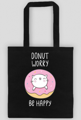 Ekotorba Donut worry be happy - czarna - zakupoholik