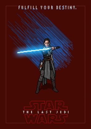 STAR WARS Rey Pixel Art - plakat A2