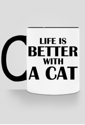 Kubek LIFE IS BETTER WITH A CAT - Fioletowa Koszulka