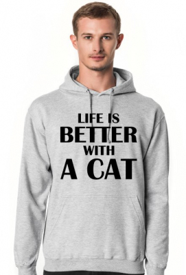 Bluza męska LIFE IS BETTER WITH A CAT - Fioletowa Koszulka