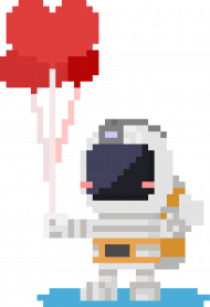 Pixel Art - astronauta z balonami - styl retro - 8 bit - grafika inspirowana grą Minecraft - dziewczynka koszulka