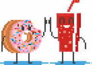Pixel Art - pączek i cola kciuk do góry - styl retro - 8 bit - grafika inspirowana grą Minecraft - torba