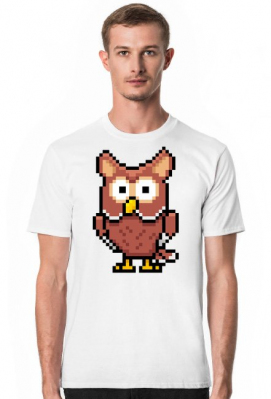 Pixel Art - Sowa - styl retro - 8 bit - grafika inspirowana grą Minecraft - męska koszulka - Pixel Art