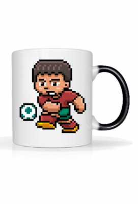 Pixel Art - piłkarz - styl retro - 8 bit - grafika inspirowana grą Minecraft - magiczny kubek - Pixel Art