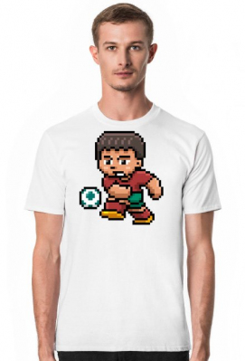 Pixel Art - piłkarz - styl retro - 8 bit - grafika inspirowana grą Minecraft - męska koszulka - Pixel Art