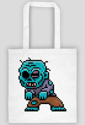 Pixel Art - Zombie - styl retro - 8 bit - grafika inspirowana grą Minecraft - torba - Pixel Art