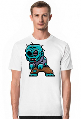 Pixel Art - Zombie - styl retro - 8 bit - grafika inspirowana grą Minecraft - męska koszulka - Pixel Art