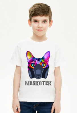 Maskotek - kolorowy kot - maska gazowa - retro - vintage - postapo - apokalipsa - chłopiec koszulka - Born to Design
