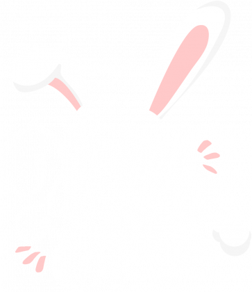 Happy Easter - biały napis z uszami i ogonem królika - damska koszulka