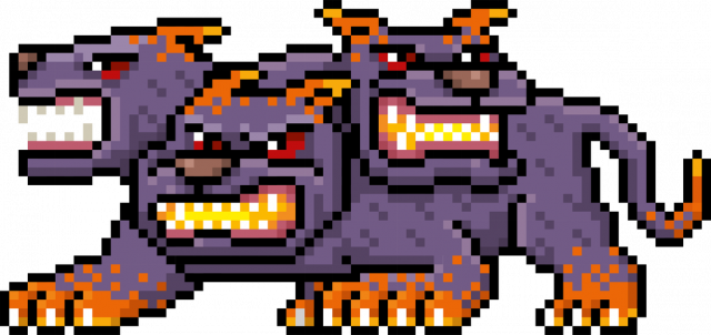 Pixel Art - Potwór Cerber - styl retro - grafika inspirowana grą Minecraft / Heroes of Might & Magic - torba