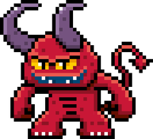 Pixel Art - Potwór Diabeł - styl retro - grafika inspirowana grą Minecraft / Warcraft / Diablo - magiczny kubek