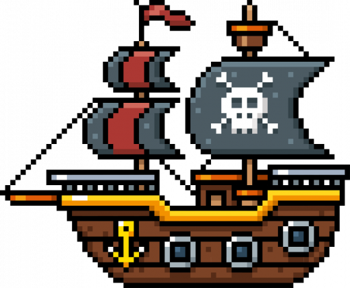 Pixel Art - statek piracki - styl retro - 8 bit - grafika inspirowana grą Minecraft - torba