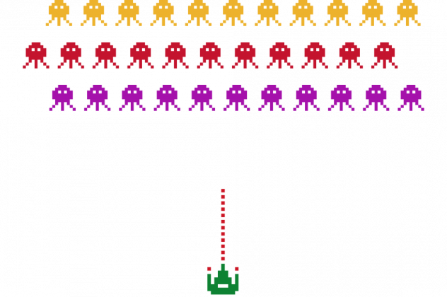 Pixel Art - Invaders - styl retro - 8 bit - stare kultowe gry - dziewczynka koszulka