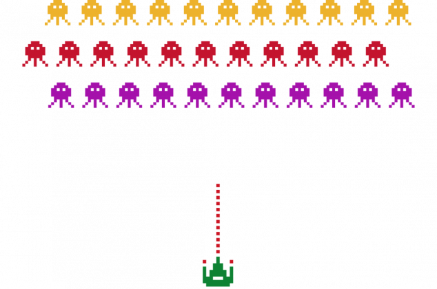 Pixel Art - Invaders - styl retro - 8 bit - stare kultowe gry - męska koszulka