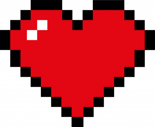 Pixel Art - Czerwone Serce - styl retro - 8 bit - inspirowane starą grafiką, taką jaka występuje w grze Minecraft - dziewczynka koszulka