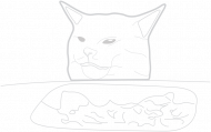 Kot jedzący sałatę - ekotorba, szkic